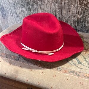Red Felt Cowboy Hat with White Band